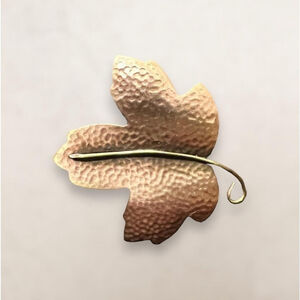 Vintage Hallmark Hammered Copper Leaf Brooch Pin Vintage Copper Vintage Jewelry